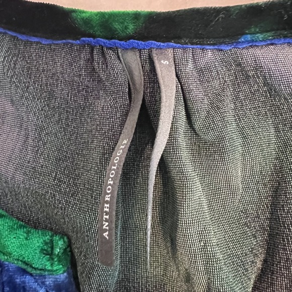 Anthropologie Mini Dress Womens Small Blue Floral Somerset Velvet Tiered Boho - Picture 9 of 13